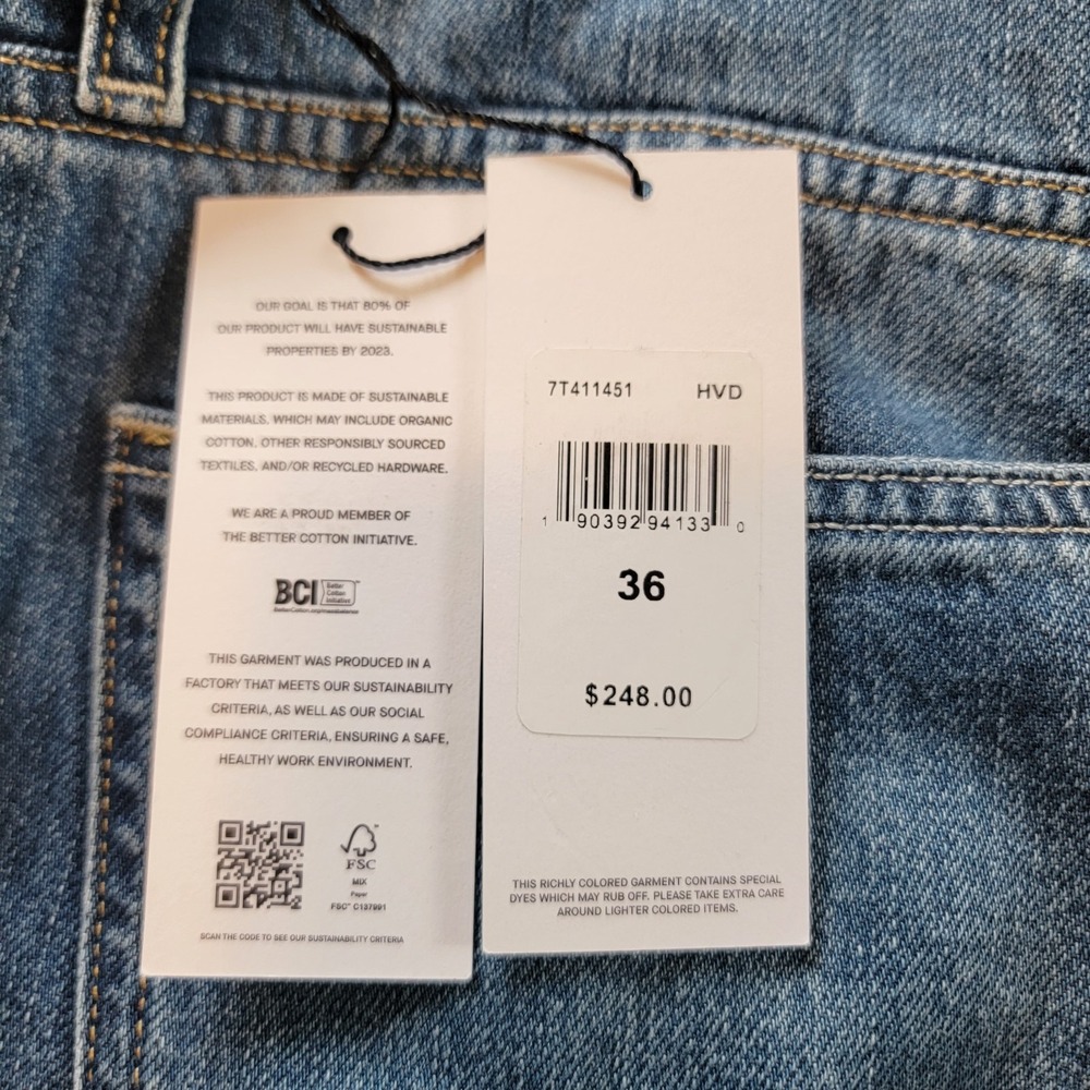 7 For All Mankind Jeans Mens 36 The Straight Blue Distressed Ripped NEW - Picture 7 of 8
